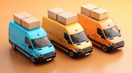 Delivery Van Isometric. Black Business Cargo Car with Cardboard Containers