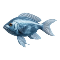 Obraz premium Realistic Blue Fish with Detailed Fins and Scales