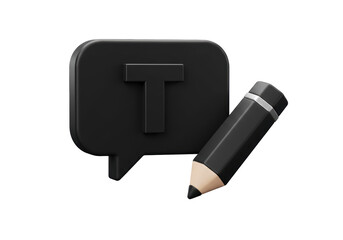 Isolated Speech Bubble with Text Icon and Pencil
