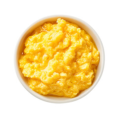 Bowl of Fluffy Scrambled Eggs, Top View