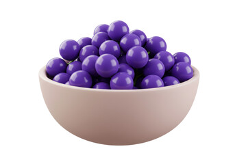 Isolated Bowl Full of Shiny Purple Gumballs