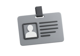 Isolated Grey Employee ID Card Badge with Profile Picture