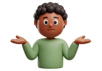 Isolated Confused Man Shrugging Shoulders in Uncertainty