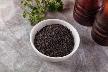 Black raw dry sesame seeds