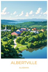 Albertville Alabama United states Travel Poster Illustration Print Decor Gift Canvas Wall Art Gift