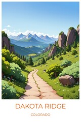 Dakota ridge Colorado United states Travel Poster Illustration Print Decor Gift Canvas Wall Art Gift