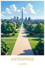 Enterprise Alabama United states Travel Poster Illustration Print Decor Gift Canvas Wall Art Gift