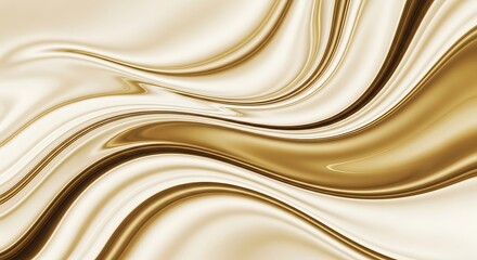 Obraz premium An elegant abstract background featuring smooth, flowing waves of golden and creamy brown hues.