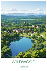 Wildwood Missouri United states Travel Poster Illustration Print Decor Gift Canvas Wall Art Gift