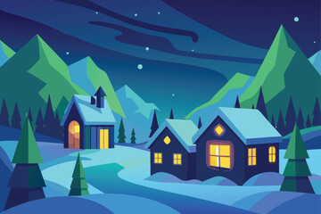 Golden Bridge in Snowy Park