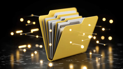 File Icon with Digital Document Transfer