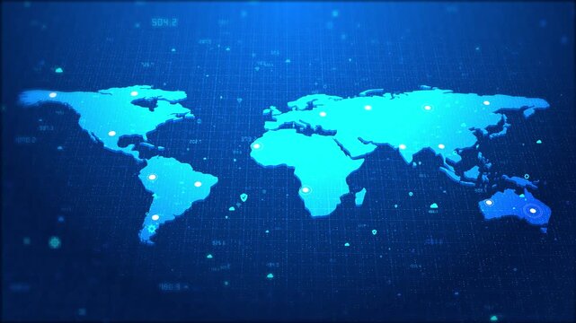 Global network concept. World map. Artificial Intelligence AI brain analysis information. Technology science concept, machine learning system. Hi-tech and futuristic world. Digital concept background.