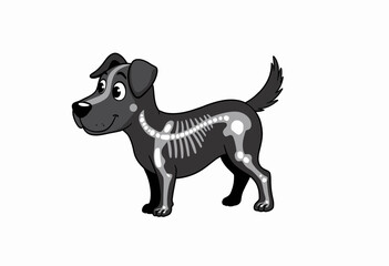 Obraz premium Cartoon dog with anatomical skeleton illustration in playful style 