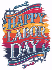 Naklejka premium USA Labor Day Typography Tees – Creative T-Shirt Design for American Holiday