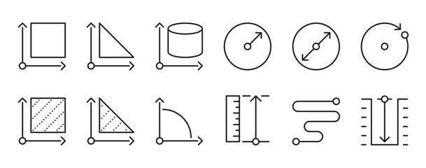 Measurement related line icons set. Editable Stroke