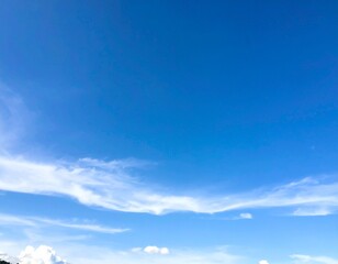 Generated image　青空 空 雲 白い雲 快晴 青 晴天 天空 自然 風景 美しい空 清々しい 爽やか 穏やか 青い空 広がる空 晴れ 天気 天気予報 快晴の空 白い雲と青空 シンプル ミニマル ピースフル 気持ちいい 晴れの日 穏やかな空 背景 空の背景 空一面 壮大 美しい 朝の空 昼の空 夏空 青空背景 雲の流れ 軽やか 癒し 高気圧 清らか 爽快 青色 天候 雲と空 空模様