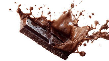 Fototapeta premium Chocolate bar on splash isolated cut out