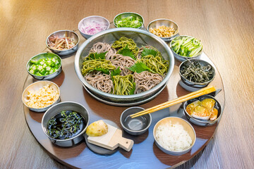 お蕎麦　Cold Japanese soba noodles on a summer trip