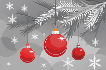 red christmas balls with snowflakes