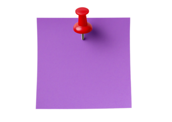 A photo of a single light purple sticky note on a transparent background