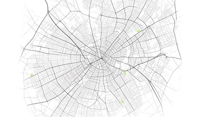 Urban road map with highlighted points
