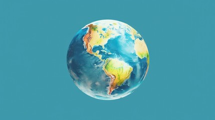 Obraz premium A stunning 3D earth globe on a black background, showcasing blue oceans and green continents like Europe and America, ideal for illustrating global business, travel, or space concepts