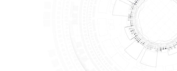 Innovation and Technology white Background with Circular Elements. Data science networking and Cyber Security.