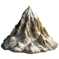 3D Render of Snow-Capped Rocky Mountain Peak with Cinematic Lighting on transparent background