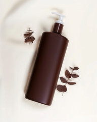 bottle of perfume with white background, Minimalist skincare bottle packaging mockup, standing on soft pastel background, suitable for beauty brands.