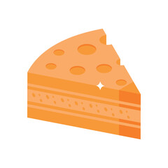 Trendy isometric style icon showing cheese wedge