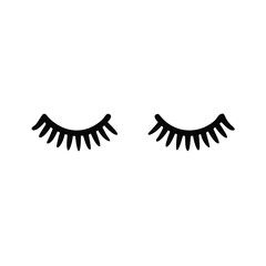 Closed Eyes and Eyelashes Doodle Vector Icon