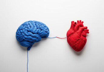 Brain and Heart Connection: Symbolic depiction of the mind and heart connected, illustrating the link between intellect and emotion.