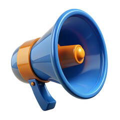 Bright Blue and Orange Megaphone Bold Dynamic Voice Amplifier on transparent background