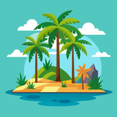 tropical island with palm trees