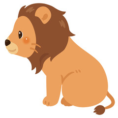 お座りしたライオンの横向きイラスト