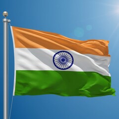 3D rendering of Indian flag on a desk stand