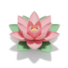 Pink lotus blossom in 3D isolated design