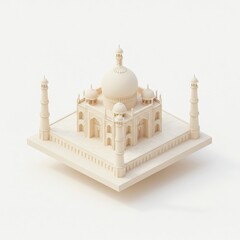 3D Taj Mahal model in white ivory tone