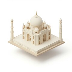 Ivory-colored 3D rendering of Taj Mahal monument