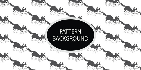 Handrawn black white dog pattern background. Animals vector illustration with adorable dog.  Tillable background for your fabric, textile design, wrapping paper o