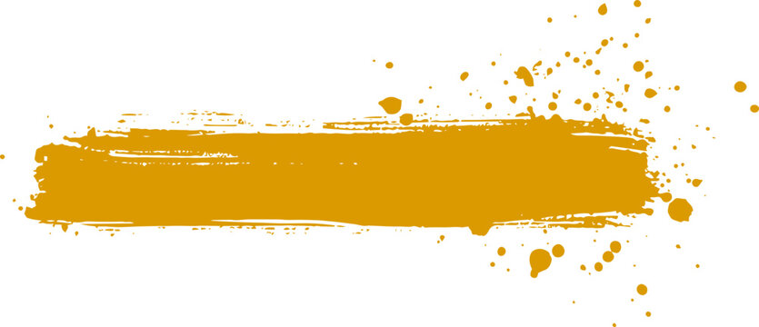 Yellow Paint Brush Stroke with Splatters