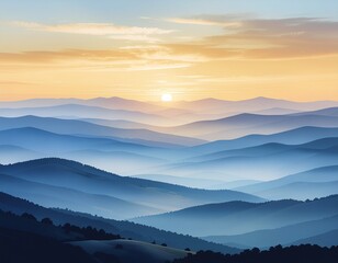 Dawn Landscape with Layered Minimal Hills