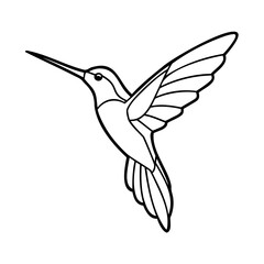 Fototapeta premium Hummingbird in flight black outline flying wings
