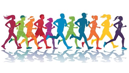 abstract runners figures colorful illustration