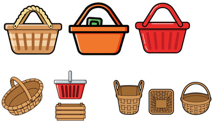 Various Baskets and Crates Collection