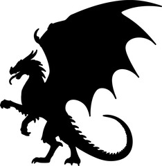 Hand drawn Dragon Silhouette Vector