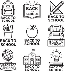 Back to School Icons Set in Simple Line Style