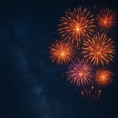Fototapeta premium Colorful fireworks light up the night sky for a holiday celebration.