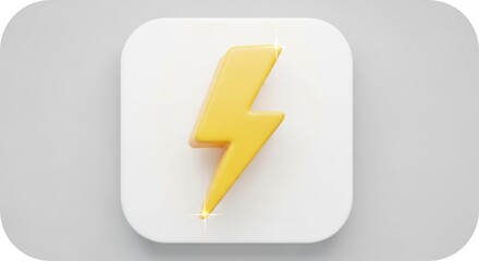 Yellow 3d Lightning Bolt Icon On White