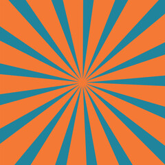 Abstract sunburst pattern in blue and orange new 2025 trendy retro sunbrust background 